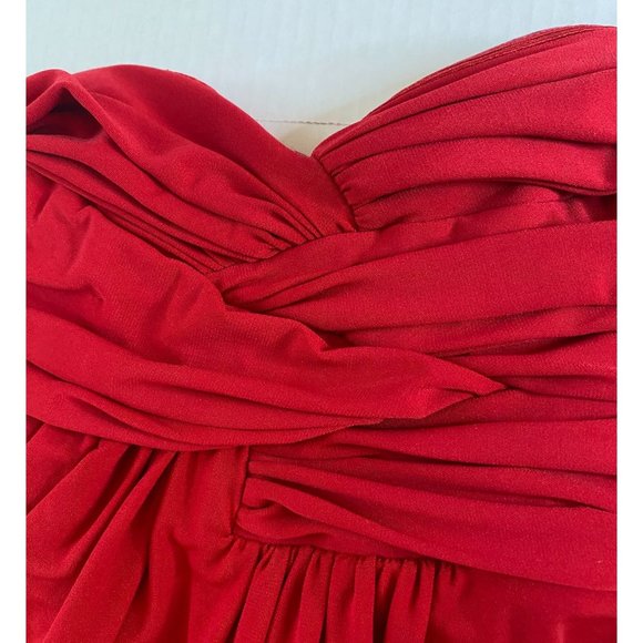 Laundry by Shelli Segal Womens Red Maxi Strapless Knit Lined Gown Size 0 - Picture 7 of 10